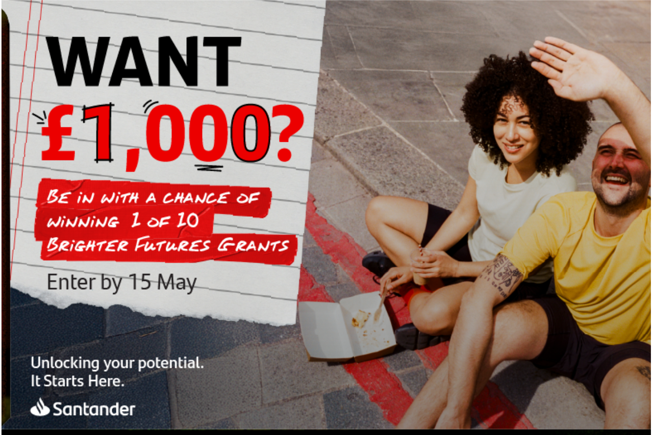Santander grants poster with students